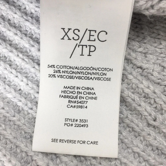 Cabi Gray Knit‎ Deep V Neck Side Zip Sweater Womens XS Cotton Pullover - Picture 7 of 12